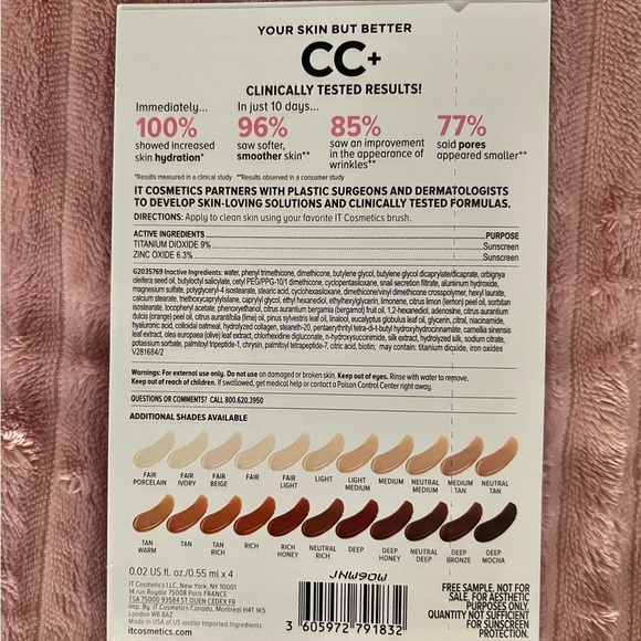 IT COSMETICS CC FULL COVERAGE CREAM SERUM SPF 50 4 SHADES Lot of 2 Samples - Picture 3 of 3